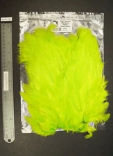Hareline-Dubbin Dyed Chartreuse Soft Hackle With Marabou Hen Pelt Lot-SF 208