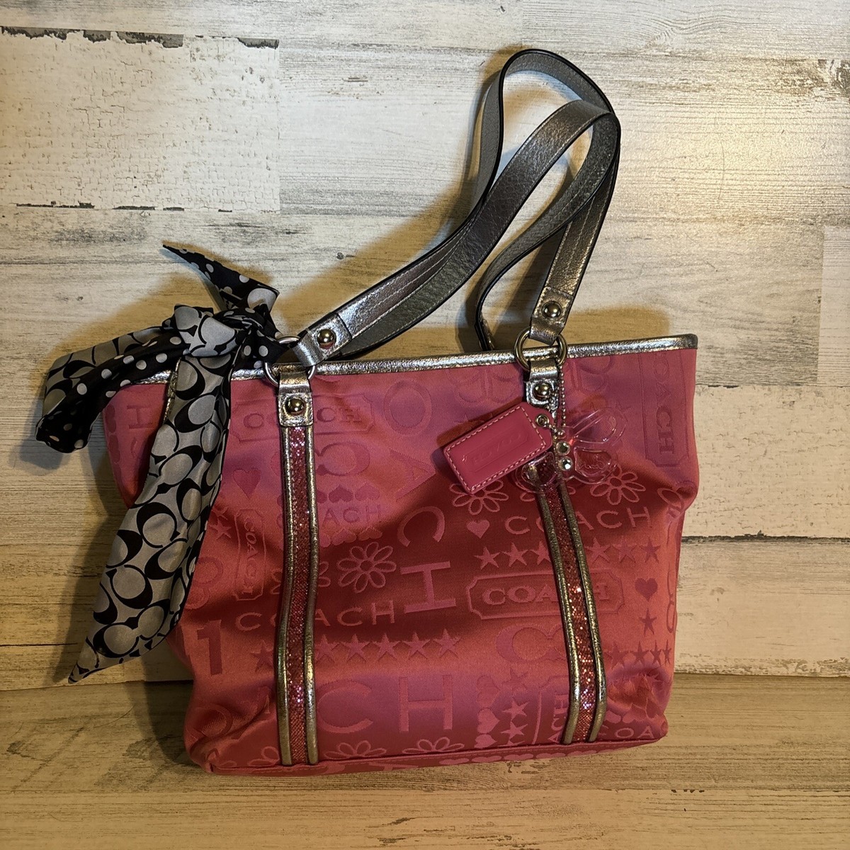 Auth Coach Tote Bag Outlet Bandana Glitter #K1082-F15709