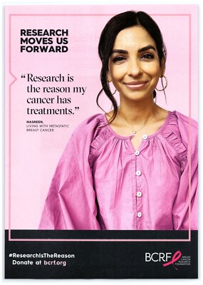 2022 Breast Cancer Research Foundation Print Ad, Nasreen Metastatic Pink Ribbon