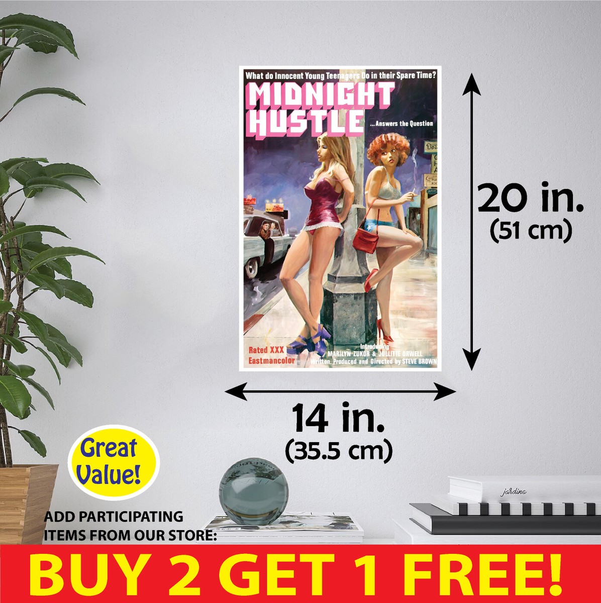 X Midnight Hustle Retro POSTER MULTI FORMATS PAPER CANVAS VINYL  