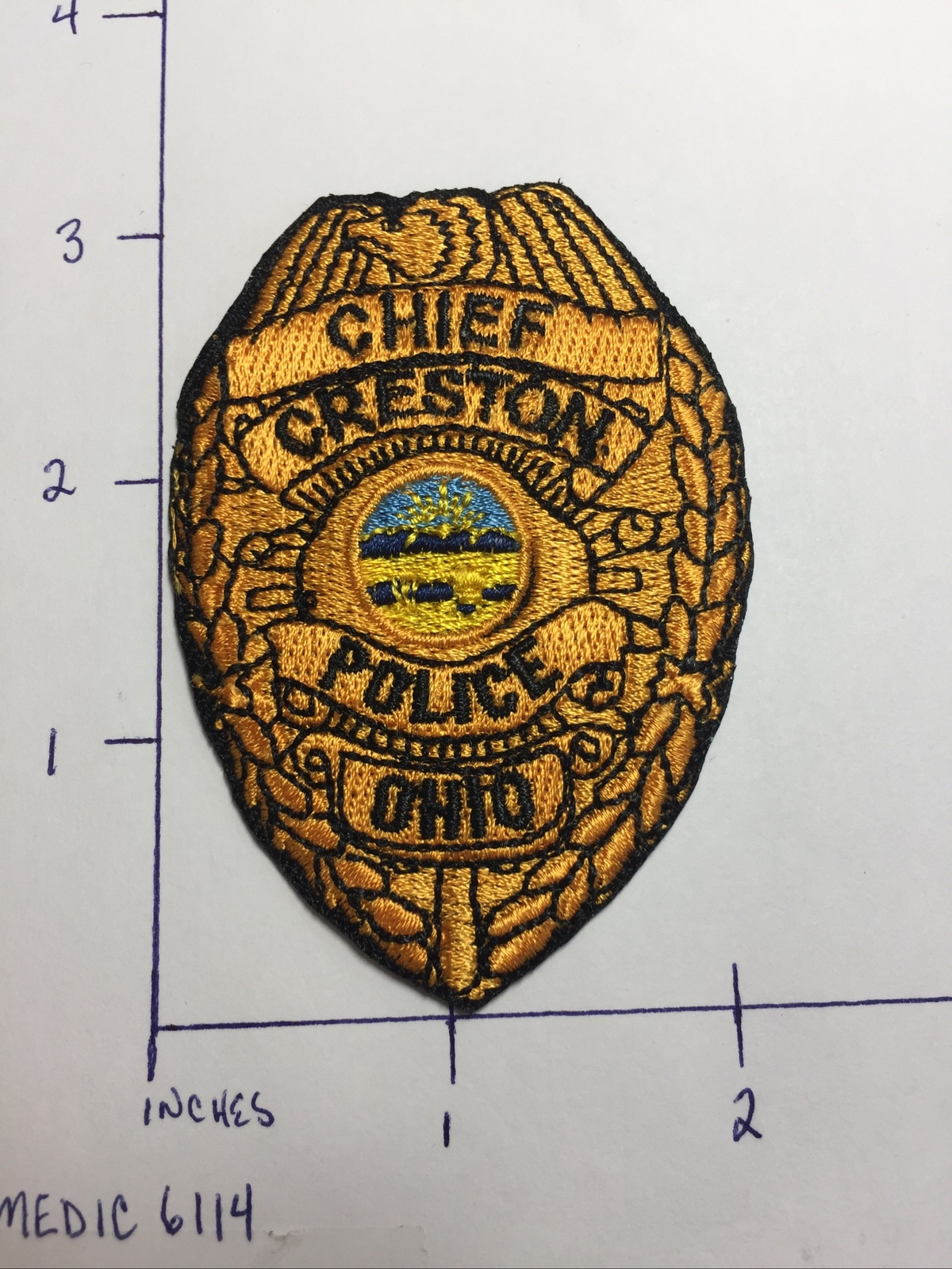 Obsolete Creston Ohio Police Chief Patch Badge Shape Wayne County OH eBay