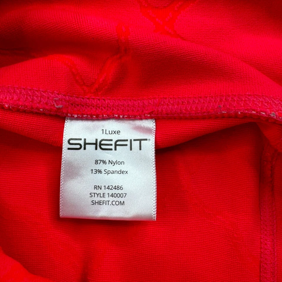 Shefit Aloud 霓虹红色粉红色提花口袋压缩打底裤女式 XL — 第 3/4 张图片