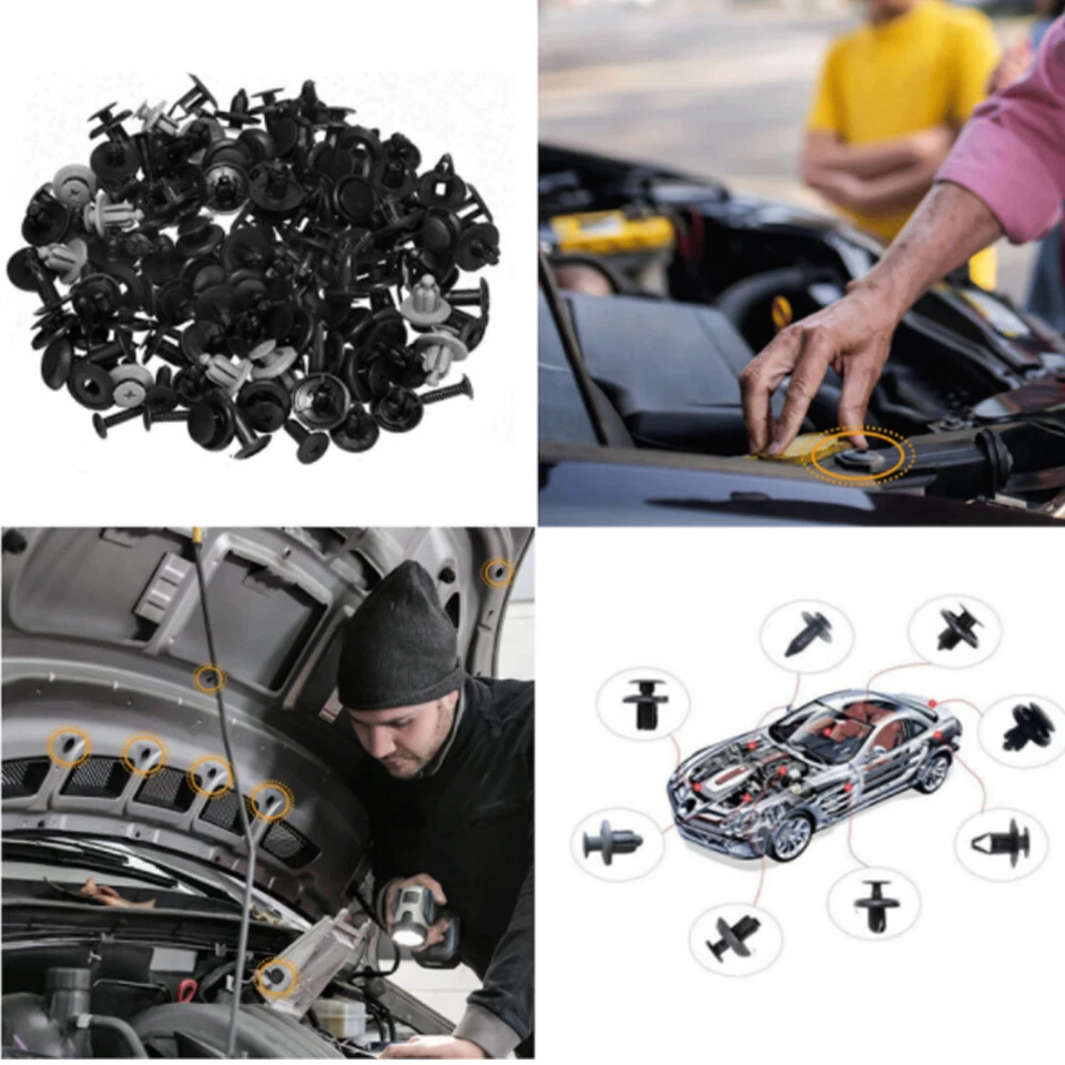 Paquete de 100 clips para guardabarros moldura auto empuje pasador remache parachoques sujetador panel retenedor Foto 3 de 4