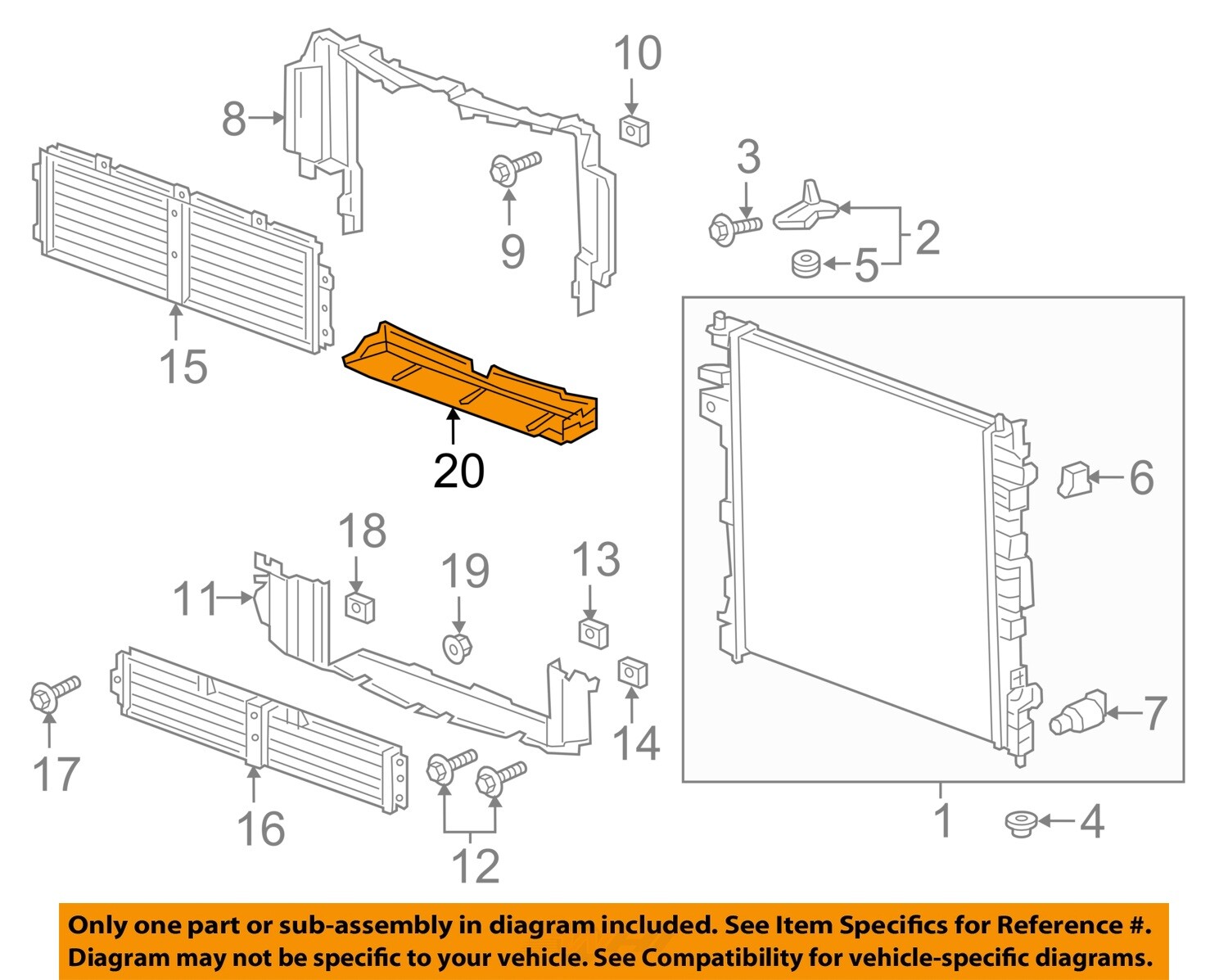 GM OEM 18-21 Traverse Cooling Radiator Components-Air Deflector 84210343