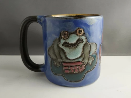 Pottery Frog Mug Signed