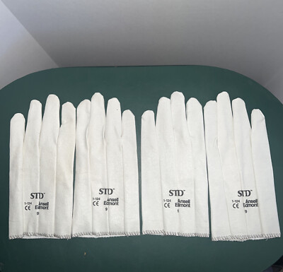 Ansell Edmont STD 1-124 Cut Resistant Gloves LOT OF 2 PAIR, Size 9, White, New