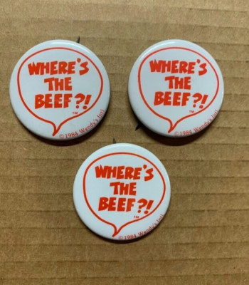 Wendy's Original 1984 Button Pinback Lapel Pins Advertising - Lot of 3