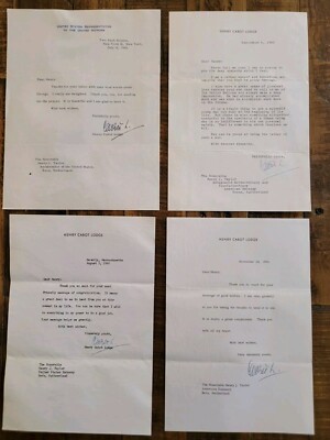 Henry Cabot Lodge jr  Signed Letter Lot Of 4 Massachusetts Senator & Ambassador