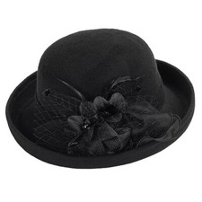 Women Bowler Derby Fedora Hat - Warm England Cap Jazz Hat Medium-Large Black