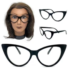 Women Classic 50s Vintage Retro Cat Eye Style Clear Lens EYE GLASSES Black Frame