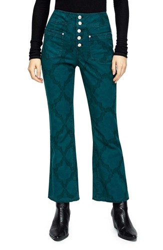Womens Free People Liv Crop Flare Jeans ( Turquoise, 30)