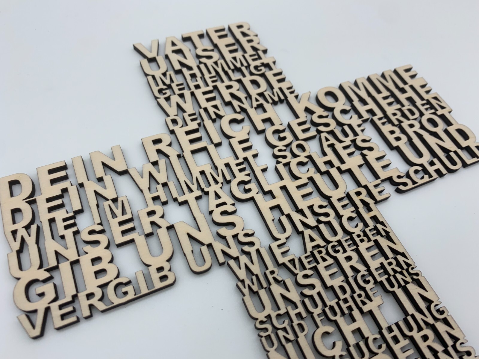 Vater Unser XXL Gebet Holz Kreuz Geschenk Taufe Konfirmation Deutsch Englisch