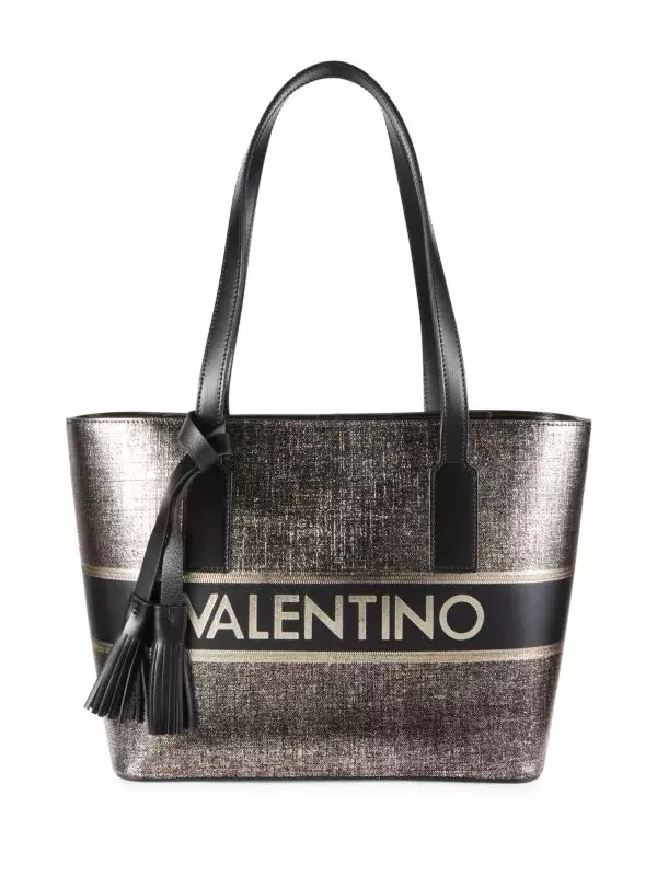Valentino by Mario Valentino Prince Logo-Adorned Textured Leather Tote  Pewter