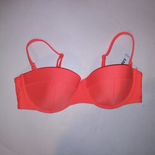 Old Navy Swim Bikini Top Medium Orange Solid Bandeau Underwire New