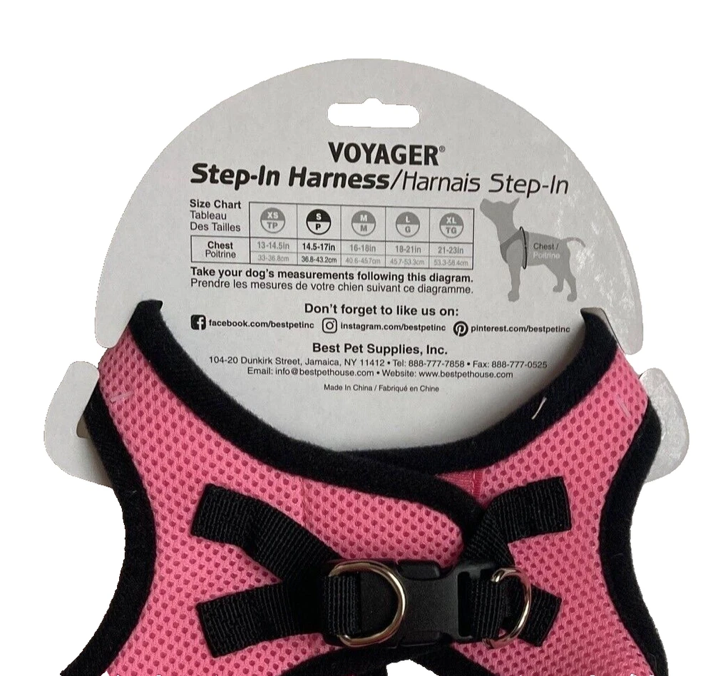 Dog Harness Step-In Voyager All Weather Mesh Pink Small Chest 14.5-17 Barbiecore