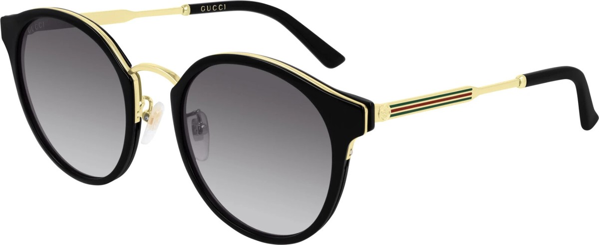 【送料込】Gucci ラウンド型サングラス GG0588SK 003 Gucci GG0588SK 001 Black & Gold Frame / Gray Gradient Sunglasses