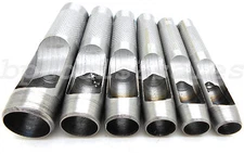 6 Pc Leather Vinyl Hollow Hole Punch Steel Set 3/8 7/16 1/2 9/16 5/8 3/4"