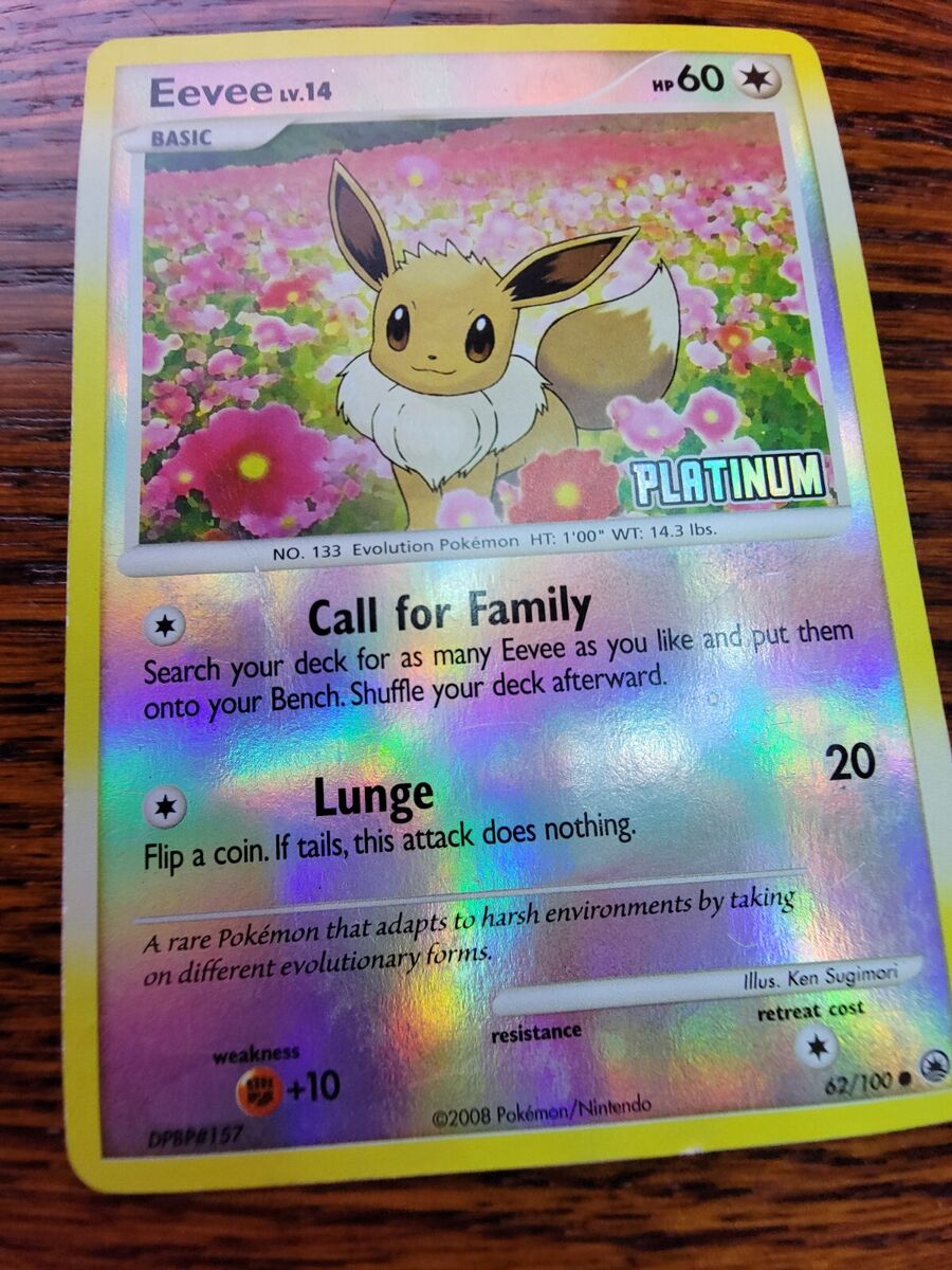 Pokemon Eevee Platinum Reverse Holo 62/100 Burger King Promo TCG Card LP!