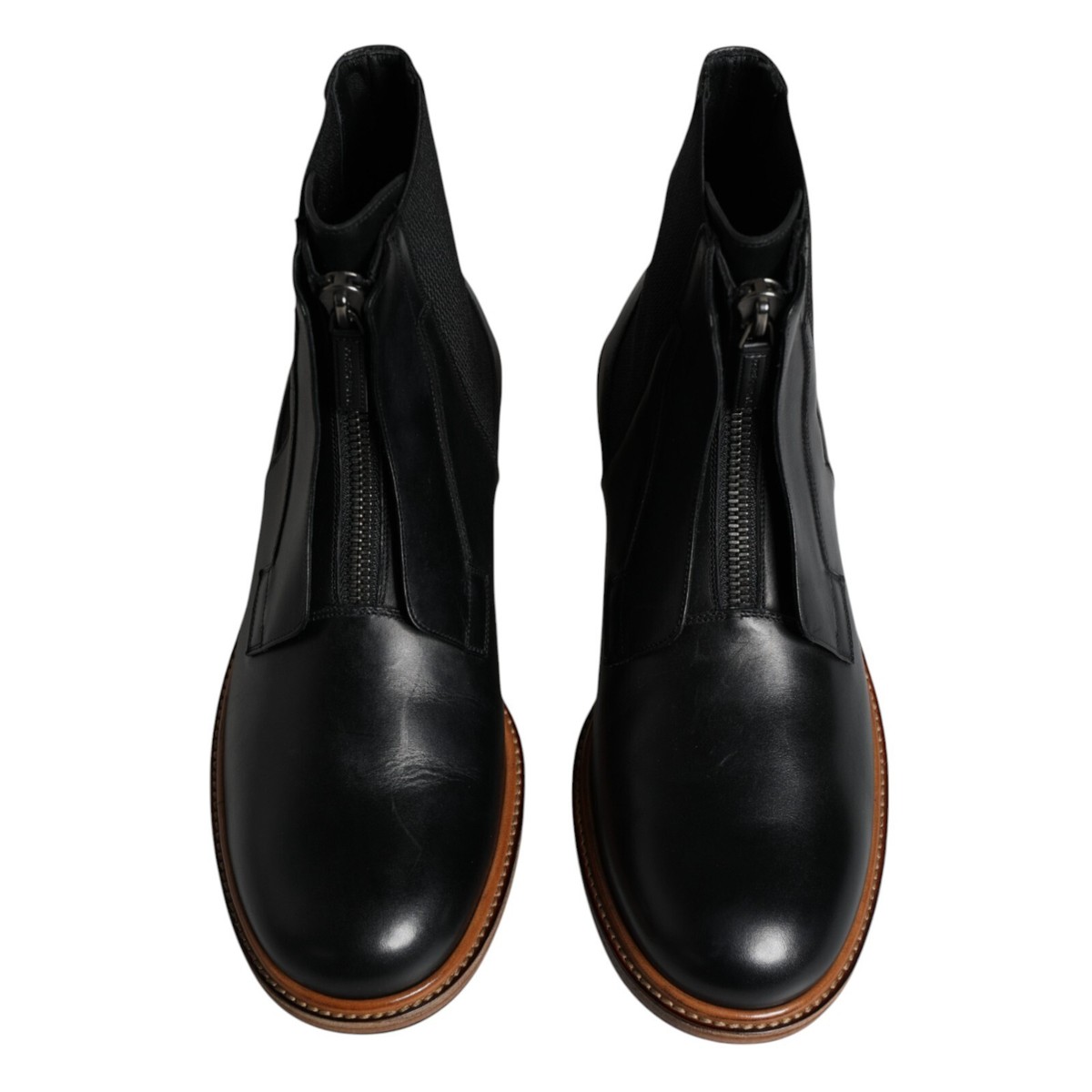 DOLCE & GABBANA Shoes Black Leather Chelsea Mid Calf Men DOLCE & GABBANA Shoes Black Leather Chelsea Mid Calf Men