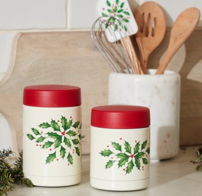 Lenox Hosting The Holiday Containers Canisters Lids Insulated Hot Cold Set Of 2