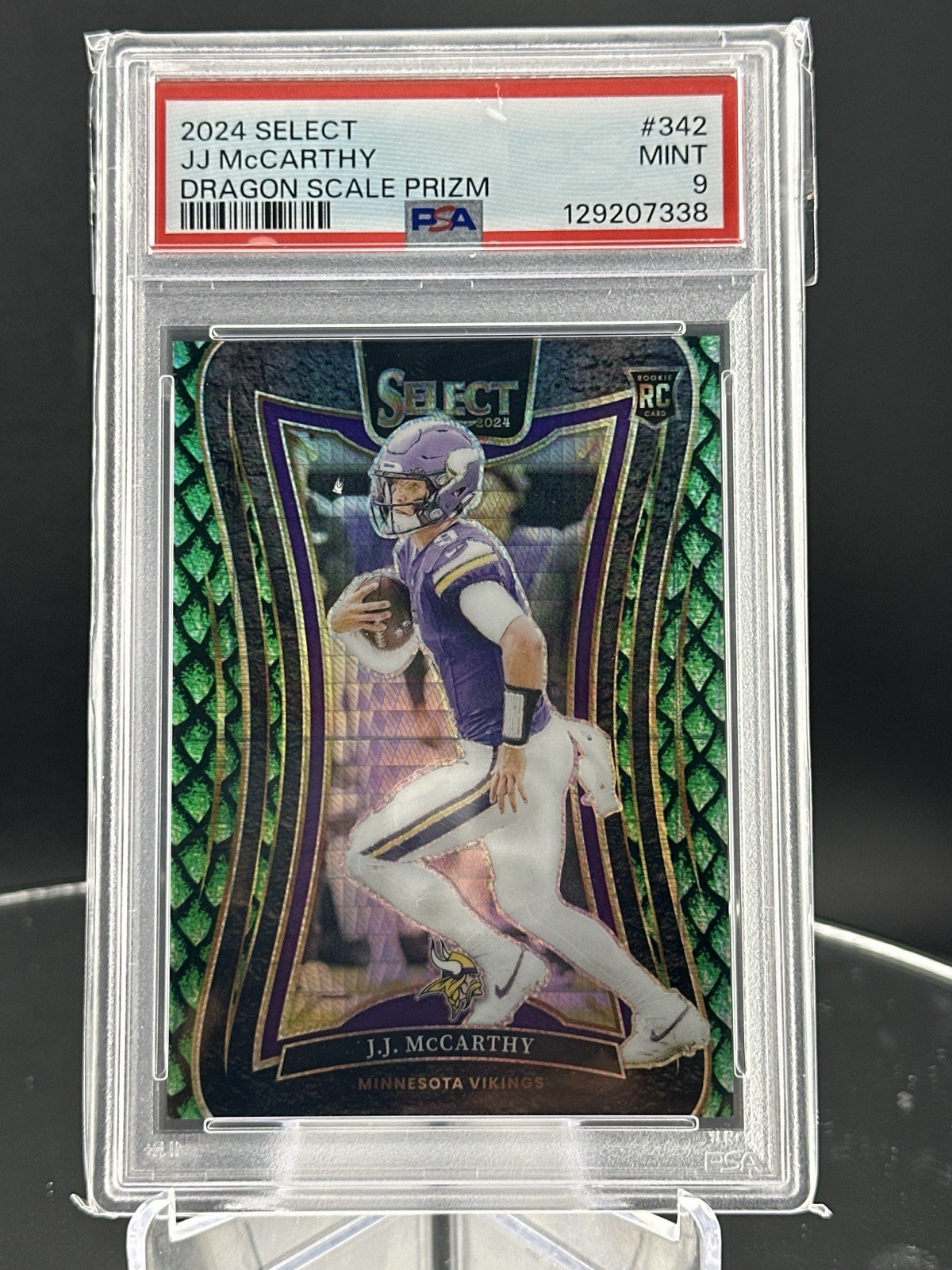 2024 Select Suite Level J.J. McCarthy #342 Dragon Scale Prizm /81 PSA 9 🐉🔥
