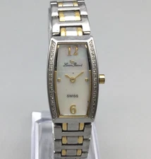 Lucien Piccard Swiss Watch Womens 19mm Two Tone Diamond Bezel New Battery 6.5"