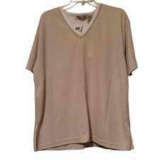 Women's Size XL T-Shirt Soft Cotton Knit Short Sleeve Double V-Neck