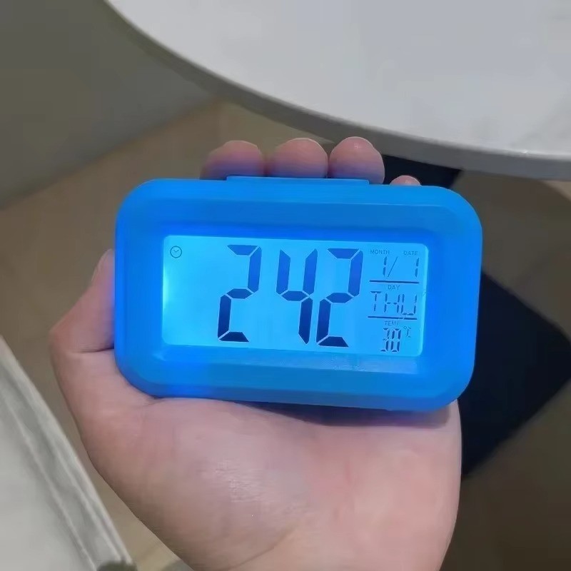 LED Digital Alarm Clock Snooze Backlight Calendar Time Display Table Desktop