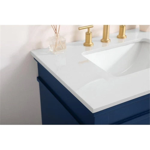 Elegant Decor Lexington 30" Traditional Wood Bathroom Vanity in Blue/Gold - Picture 12 of 16