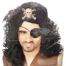 Paper Magic Group Men's Long Curly Black Pirate Wig