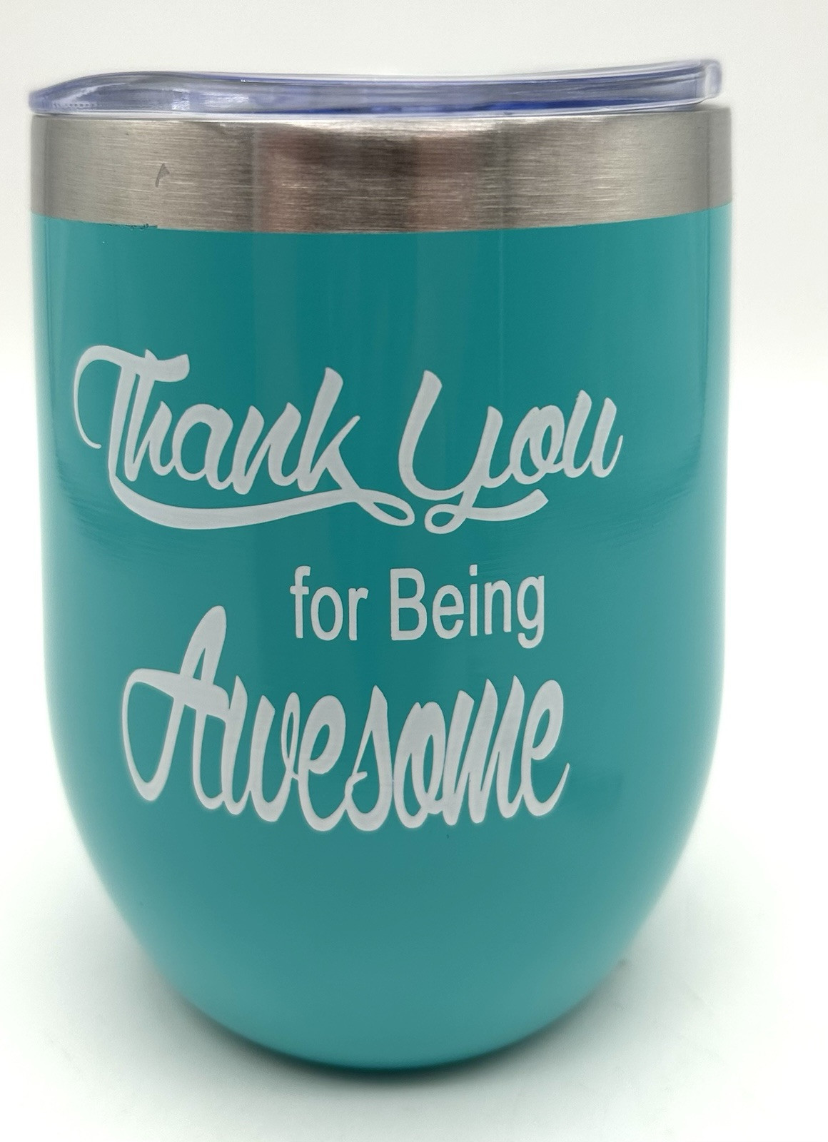 Stainless Steel Insulated Wine Cup Turquoise Thank You Gift NIP  