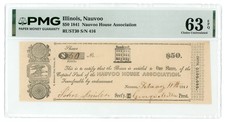 1841 Nauvoo House Association Illinois IL $50 Mormon Scrip Rust 30 PMG 63EPQ