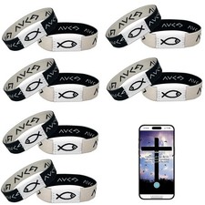 6Pcs Daily Bible Verse Bracelets, Jesus Christian Bracelet with NFC Scan, Bib...