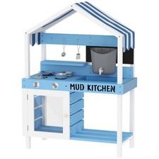 Wooden Mud Kitchen For Kids Outdoor With Sink, Faucet, Water Tank, Storage Shel
