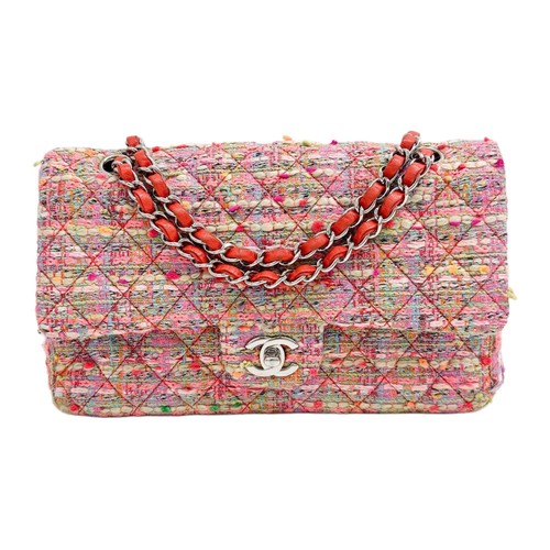 CHANEL Classic Double Flap 2010-2011 Multicolor Tweed Crossbody Bag