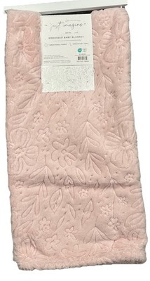 JUST IMAGINE Flowers & Leaves Embossed Baby Girl Blanket  Pink Soft Fleece New