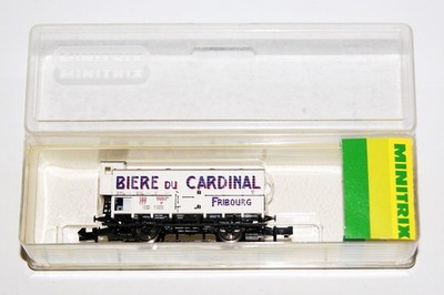 Minitrix 13293 Spur N, Bierwerbewagen SBB, BIERE DU CARDINAL, Fribourg, OVP