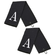 24 x 16" Personalized Golf Towels, Golf Towel with Clip Initial A Black 