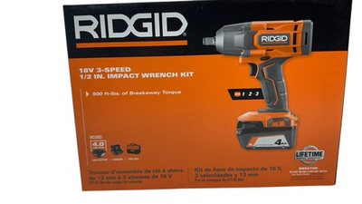 #ad #ad Ridgid 18V 1 2 in 3 Speed Impact Wrench W 4 Ah Battery amp; Charger R86215K OB $134.95