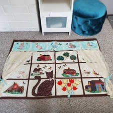 Country Farmhouse Quilted Wall Hanging Handmade Appliqued Room Decor 45" X 31"
