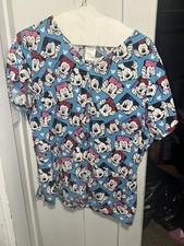 Disney Mickey And Minnie Mouse Women  s Scrub Top Size L Medical Top