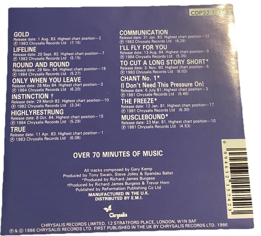 Spandau Ballet - The Twelve Inch Mixes - CD - 1986 - Bild 3 von 4