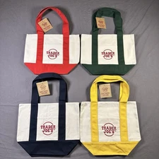 Set of 4 Trader Joe’s Mini Canvas Tote Bags 2025 Christmas Limited Edition