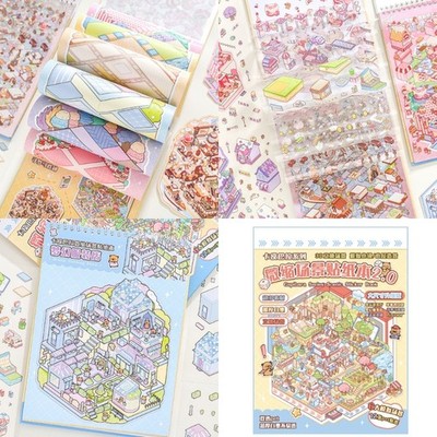 Miniature Scene Sticker Miniature Simulated Cabin Scene Sticker for Scrapbooking
