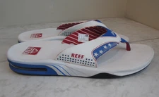 NIB Reef Bottle Opener Patriotic Red/White/Blue Comfort Sandal Men's 12 EU 45