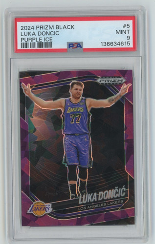 Luka Doncic 2024-25 Panini Prizm Black #5 Purple Ice /149 PSA Mint 9! LA Lakers