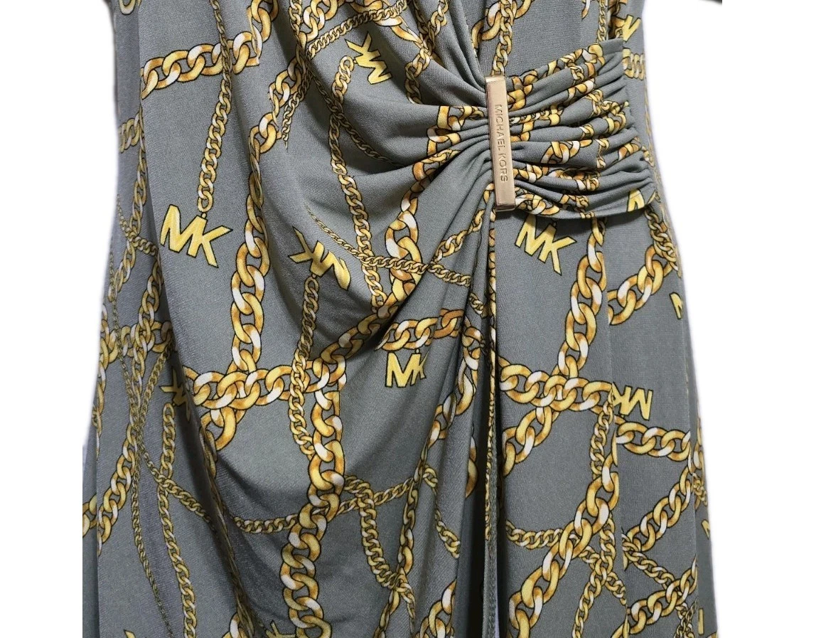 Abito donna MICHAEL KORS medio finto elasticizzato fibbia laterale verde militare taglia M