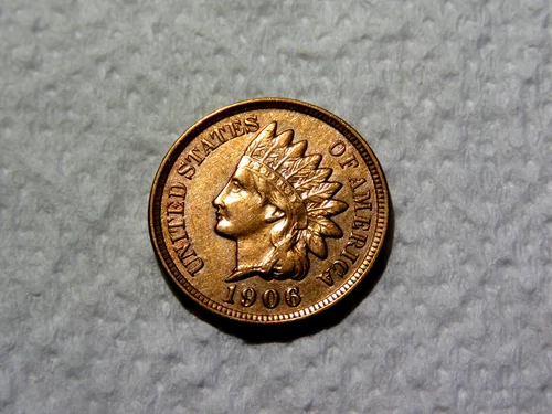 Near Full Red 1906 Brilliant Uncirculated 4 Diamonds Indian Head Penny D15