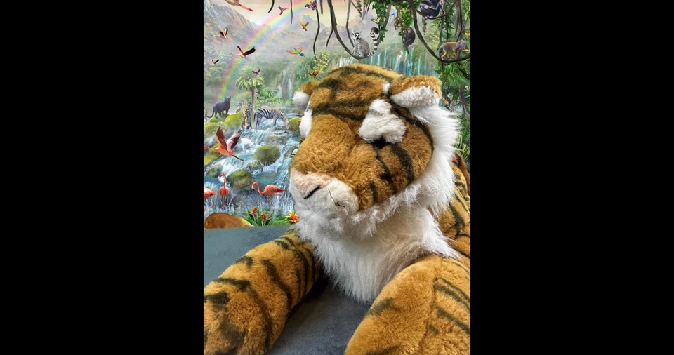 Peluche realista raro tigre león peluche extra grande único casi nuevo relleno Foto 2 de 4