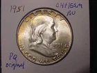 1951 FRANKLIN HALF CHOICE + GEM BU ORIGINAL COLOR POPULAR BETTER DATE
